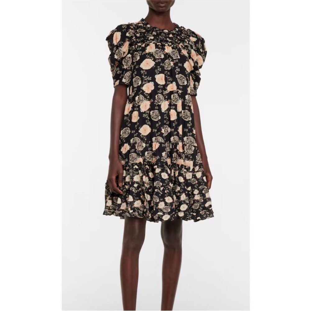 Ulla Johnson Cassian Dress Noir Floral Size 2 Victorian Ruffles Feminine Romance